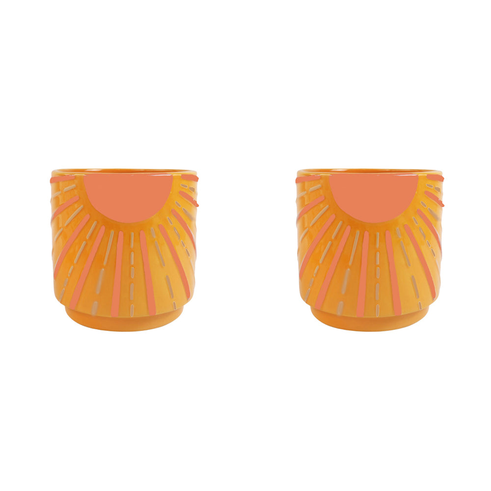 2x Urban Sunshine 17cm Ceramic Planter Pot Medium - Orange