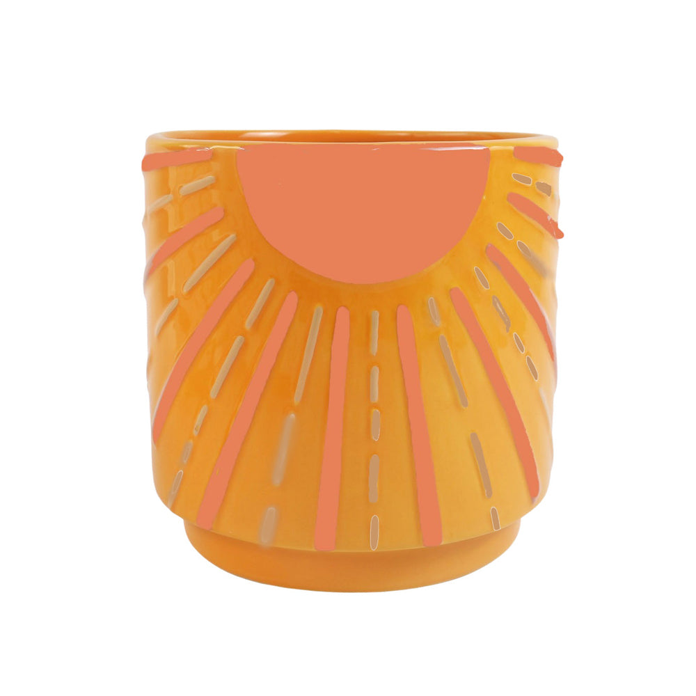 2x Urban Sunshine 17cm Ceramic Planter Pot Medium - Orange
