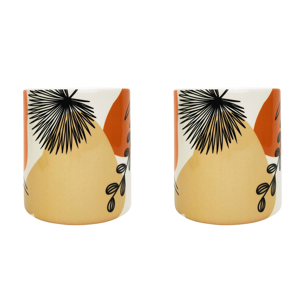 2x Urban Willa Foliage 16cm Ceramic Planter Pot Medium - Peach/Orange