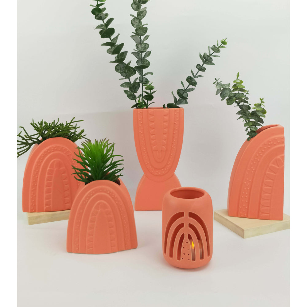 4x Urban Addie Rainbow 12cm Ceramic Planter Pot Small - Peach