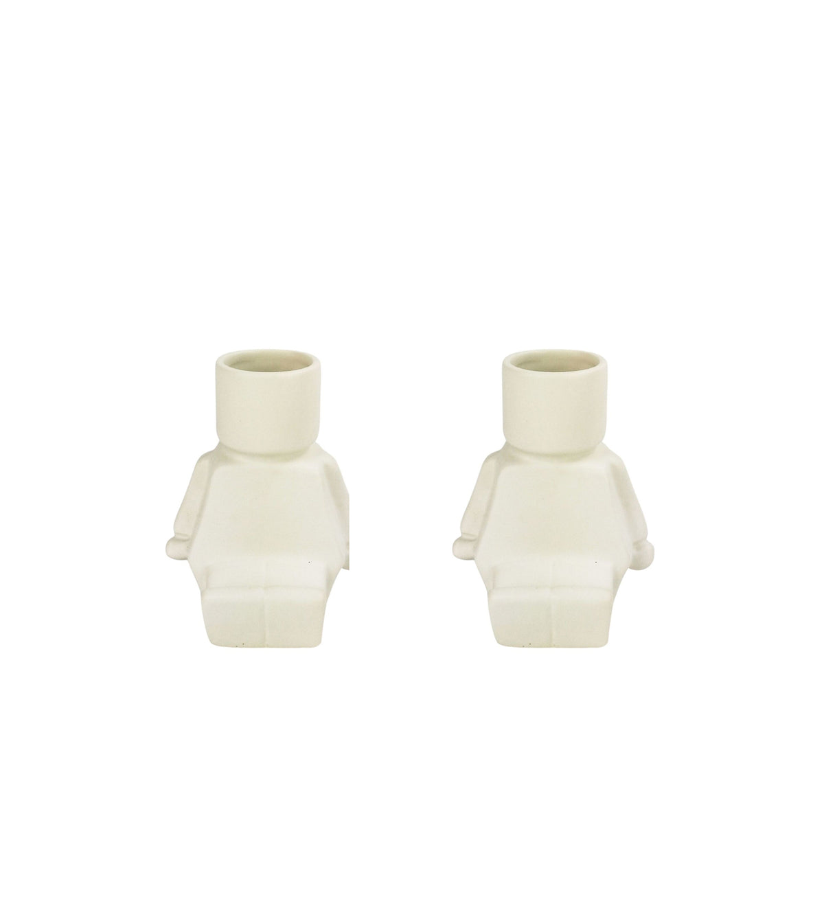 2x Urban 14cm Block Man Sitting Ceramic Planter Garden Plant Pot - White