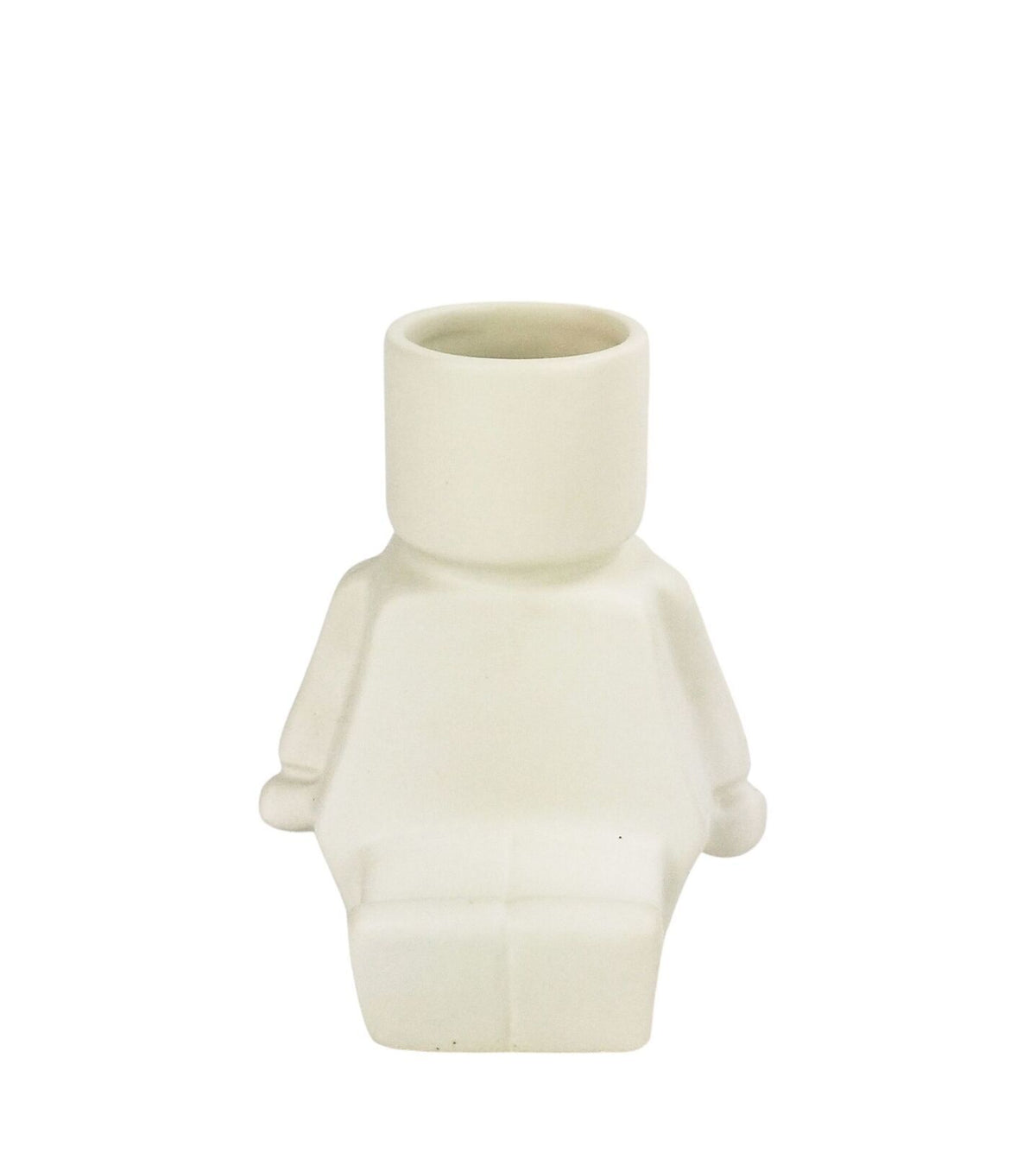 2x Urban 14cm Block Man Sitting Ceramic Planter Garden Plant Pot - White