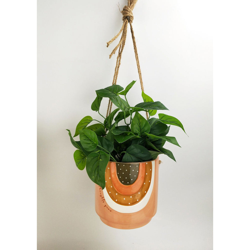 2x Woodstock Let The Good Thoughts Grow 17cm Hanging Planter Med - Pink/Green