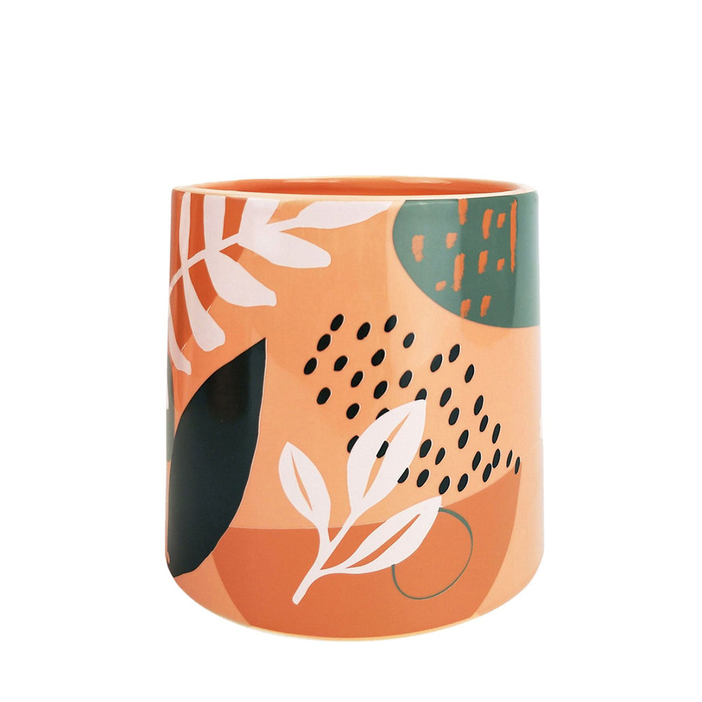 4x Urban Esme Foliage 13cm Ceramic Planter Pot Small - Pink/Green