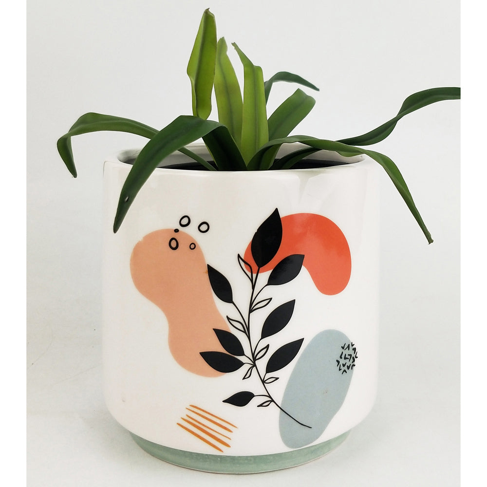 2x Urban Marziah Abstract Foliage 13cm Ceramic Planter Pot Small - Pink/Blue