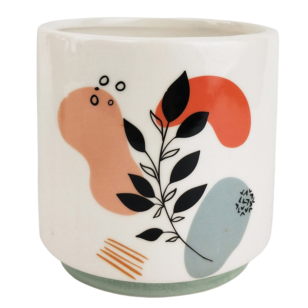 2x Urban Marziah Abstract Foliage 13cm Ceramic Planter Pot Small - Pink/Blue