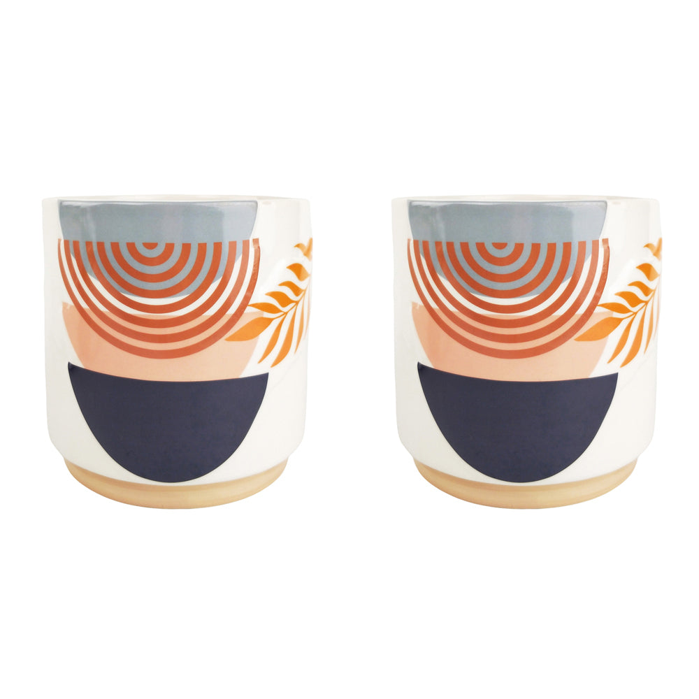 2x Urban Quinn Abstract Rainbow 16cm Ceramic Planter Pot - Medium