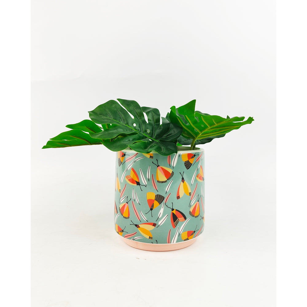 2x Urban Moth 13cm Ceramic Planter flower Pot Small - Blue