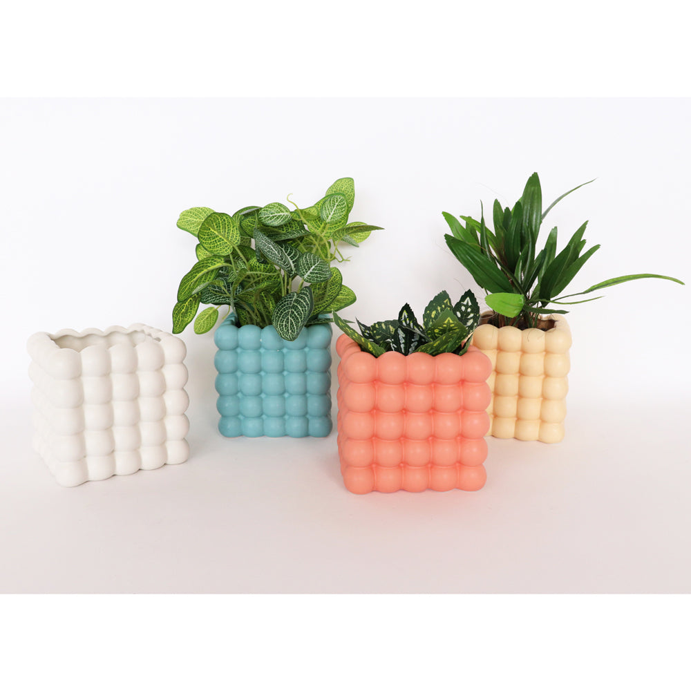 2x Urban Addie Bubble 13cm Ceramic Planter Pot Small - Ocean