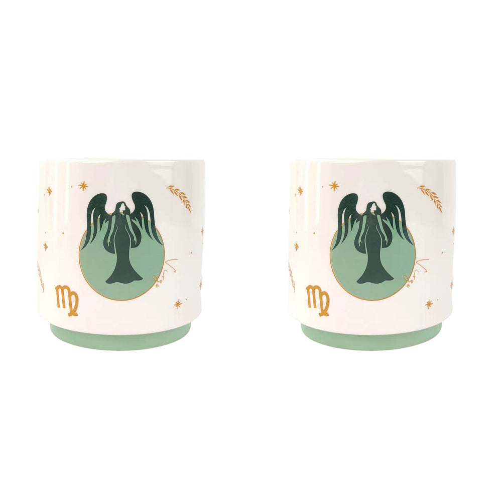2x Urban Virgo Zodiac 13cm Ceramic Planter Pot Small - Green