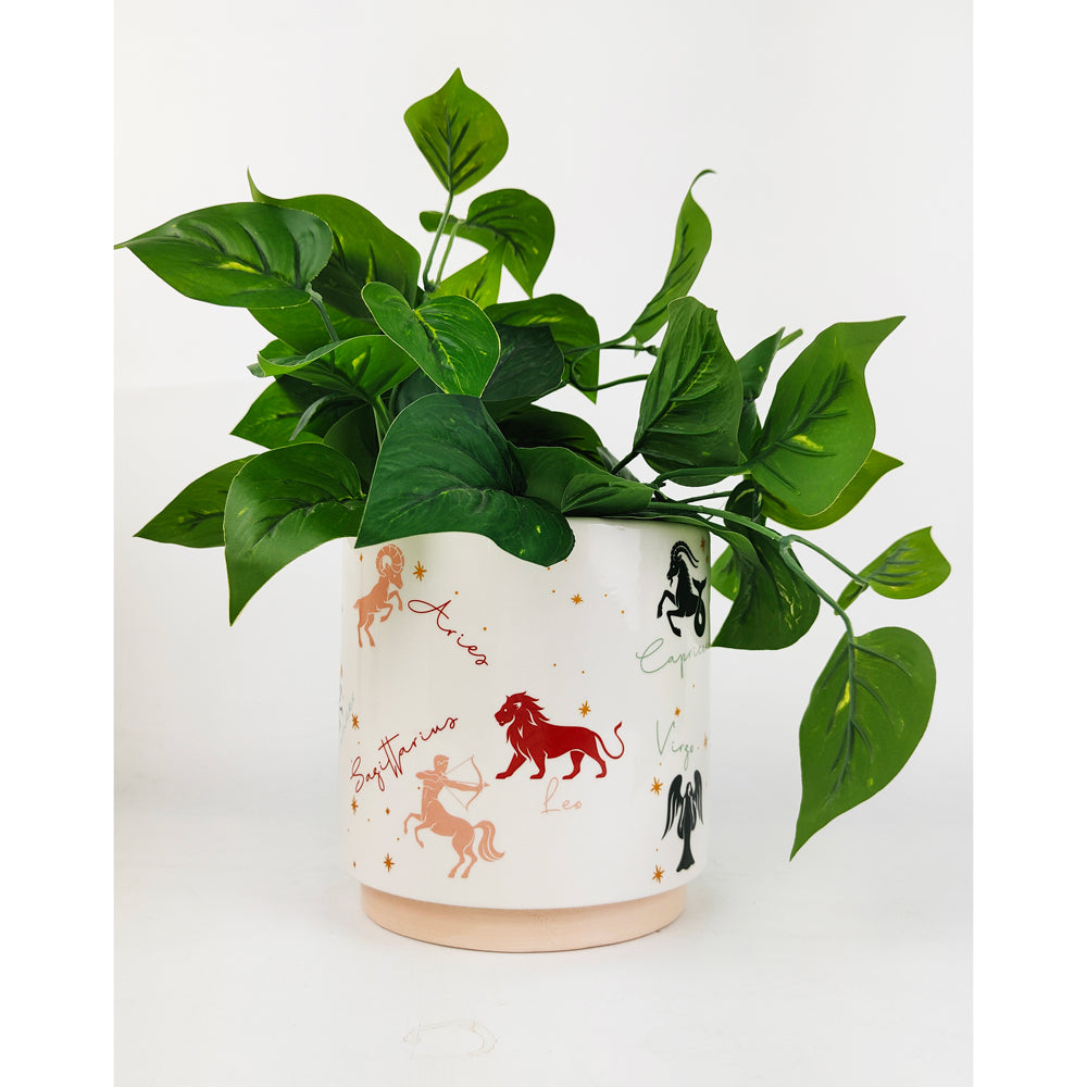 2x Urban Zodiac 16cm Ceramic Planter Colourful Flower Pot - Medium