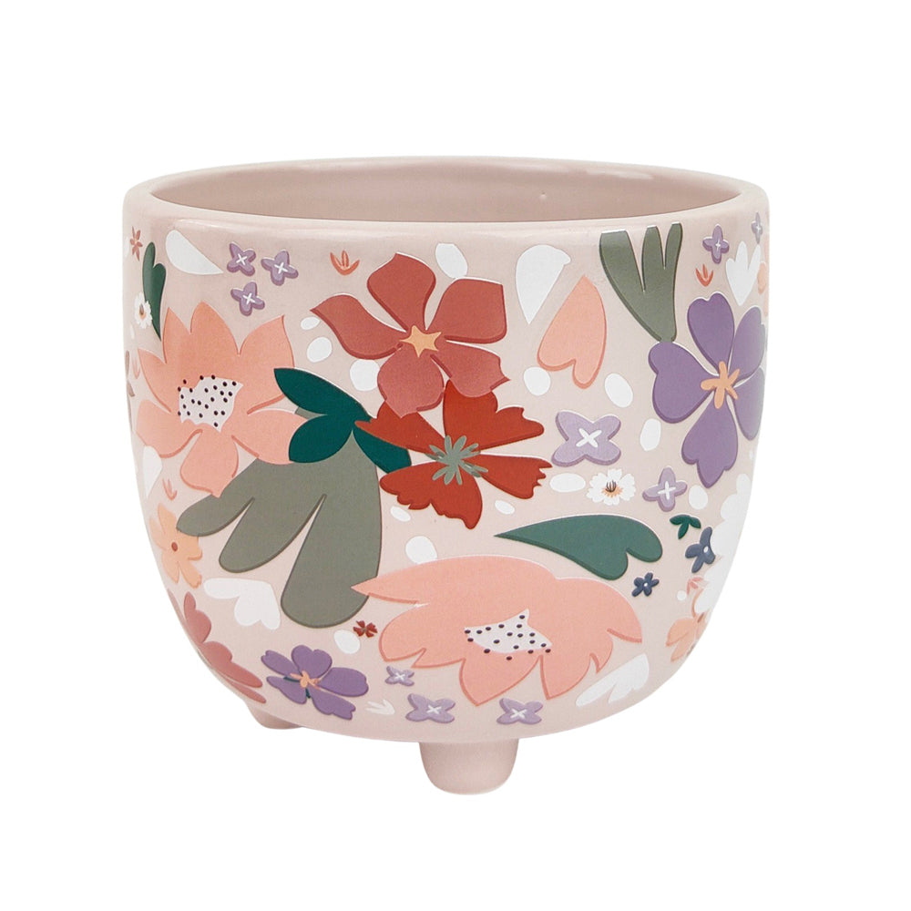 2x Urban Mae 10cm Ceramic Floral Planter Colourful Flower Pot - Small