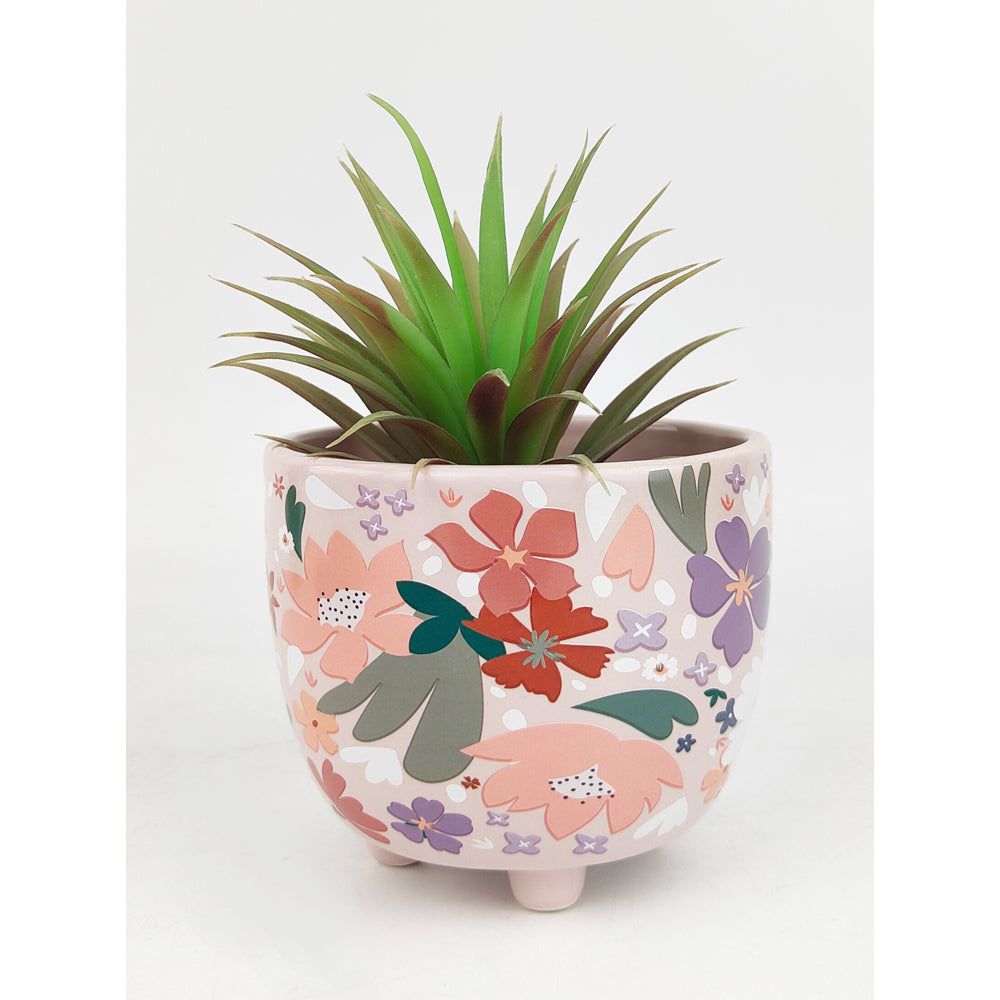 2x Urban Mae 10cm Ceramic Floral Planter Colourful Flower Pot - Small