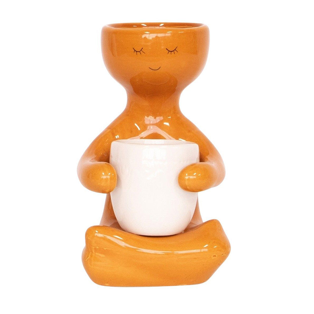 2x Urban Person Holding A Pot 20cm Ceramic Planter Medium - Caramel
