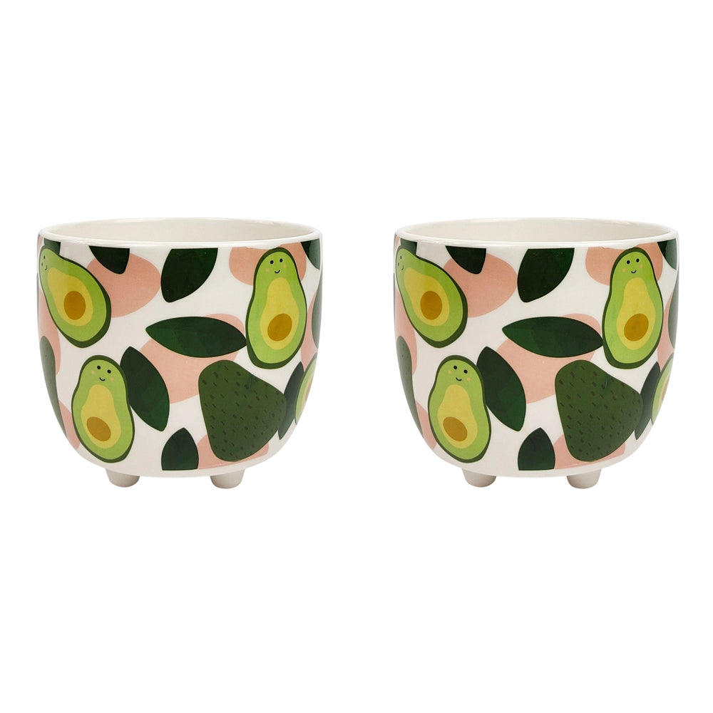 2x Urban 10cm Avocado Ceramic Planter Garden Plant Pot Small - Green
