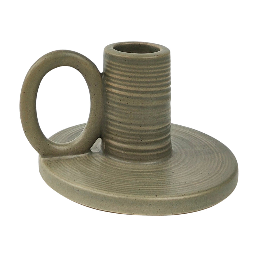 2x Urban 6cm Ceramic Handled Tapered Candle Holder - Khaki