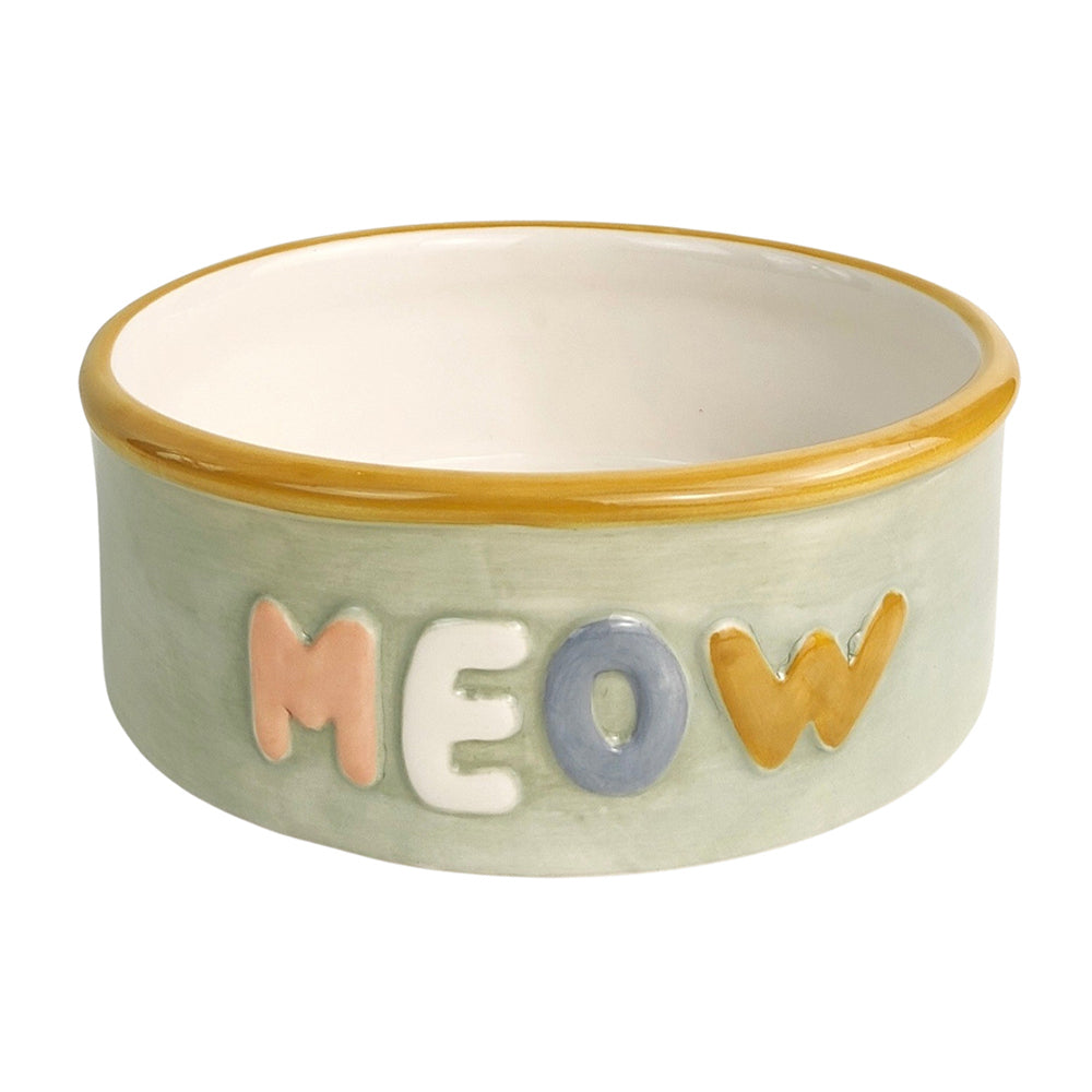 2PK Urban 13cm Perfect Pets Meow Ceramic Cat Bowl - Mint