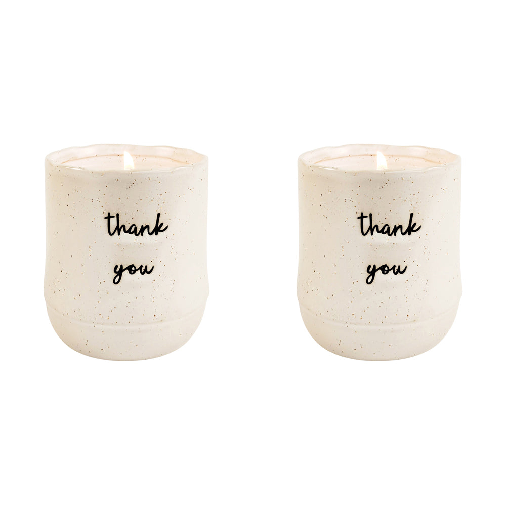 2x Urban Positivity Quote 9cm Vanilla Wax Candle Thank You - White