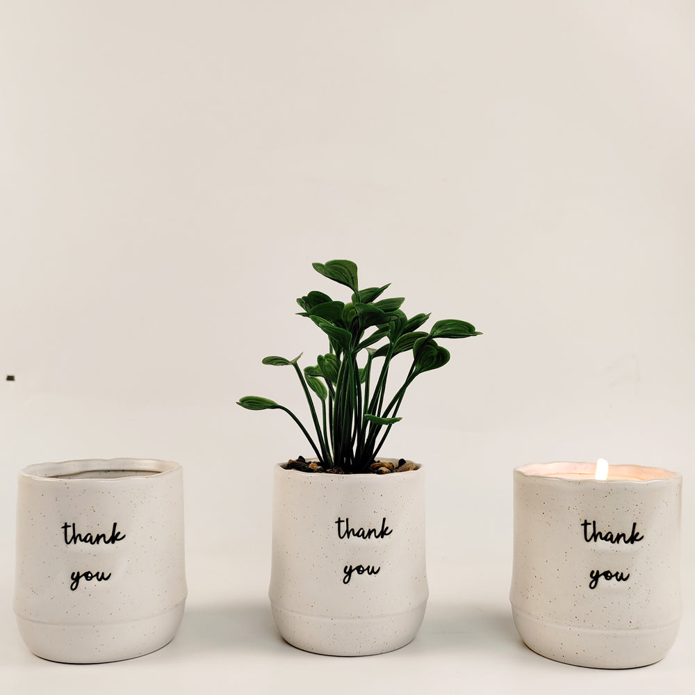 2x Urban Positivity Quote 9cm Vanilla Wax Candle Thank You - White
