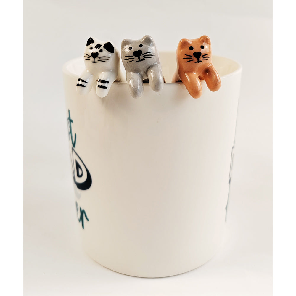 3x Urban 12cm Cat Ceramic Hanging Spoon For Mug