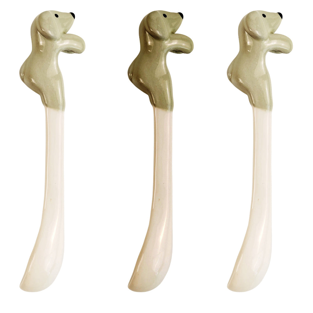 3x Urban Dog 12cm Ceramic Hanging Spoon For Mug - Sage