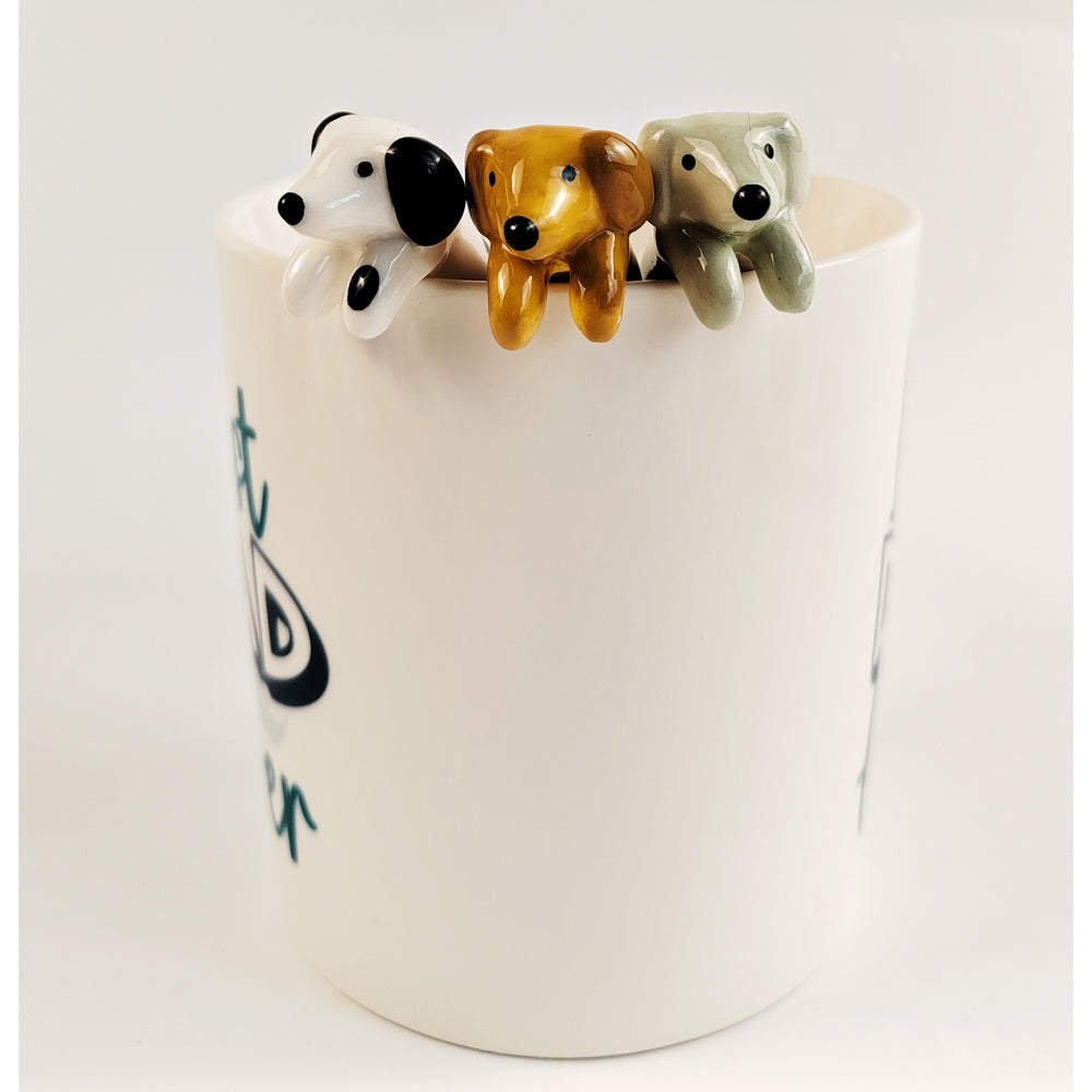 3x Urban Dog 12cm Ceramic Hanging Spoon For Mug - Sage