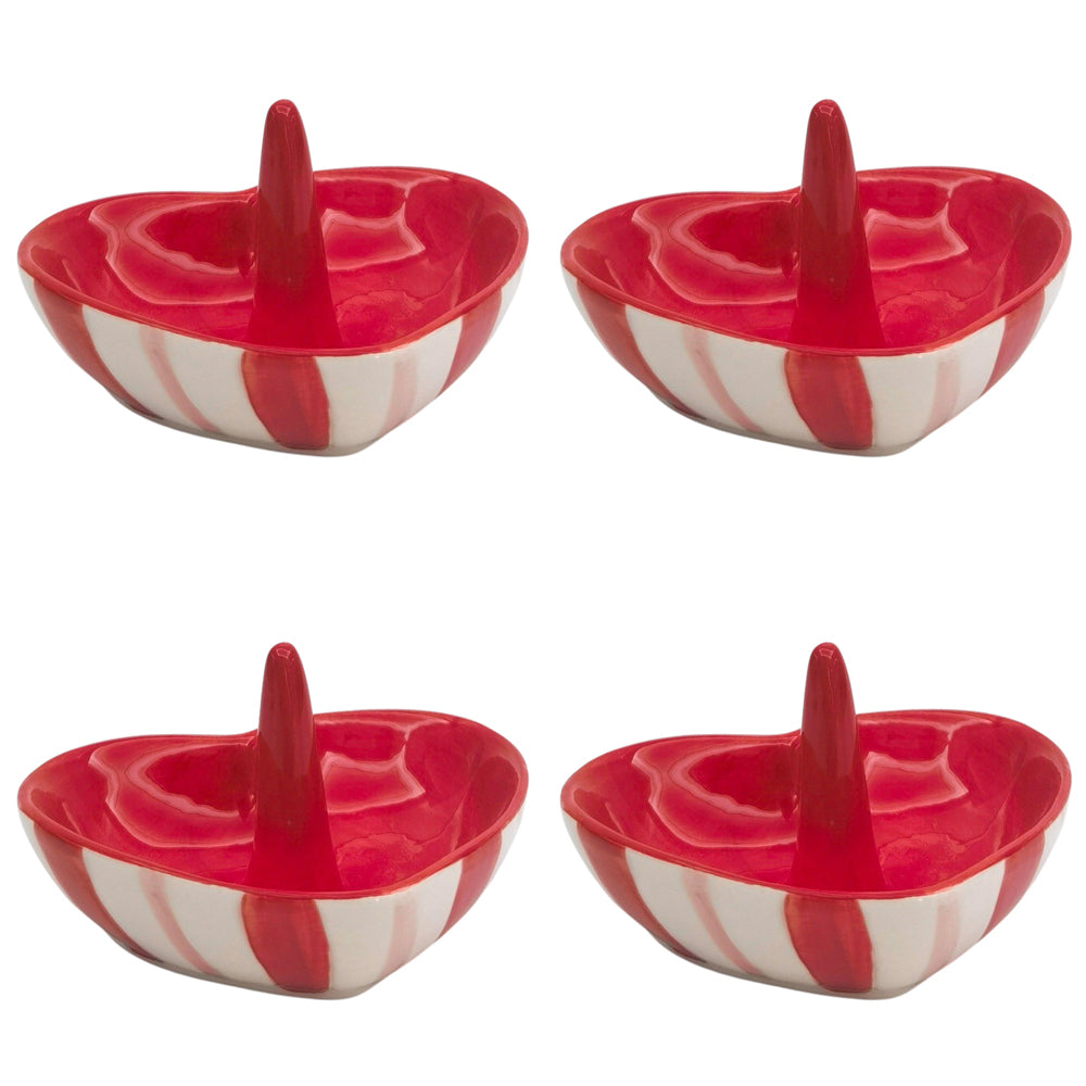 4PK Urban Heart Ring Holder Red Pink 9cm Decorative Home Decor