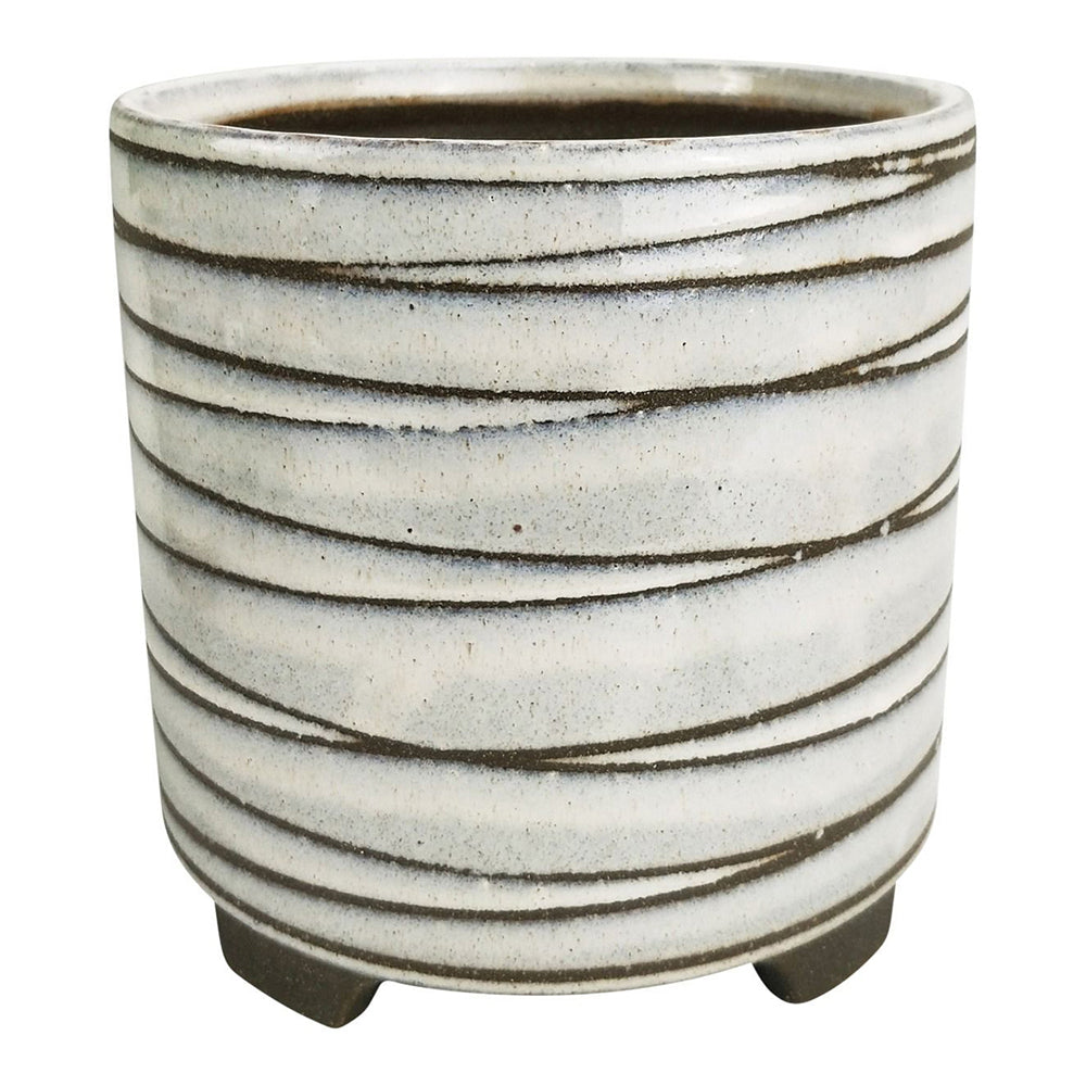 2x Urban Gwen 16cm Ceramic Planter w/ Legs Medium - White/Brown