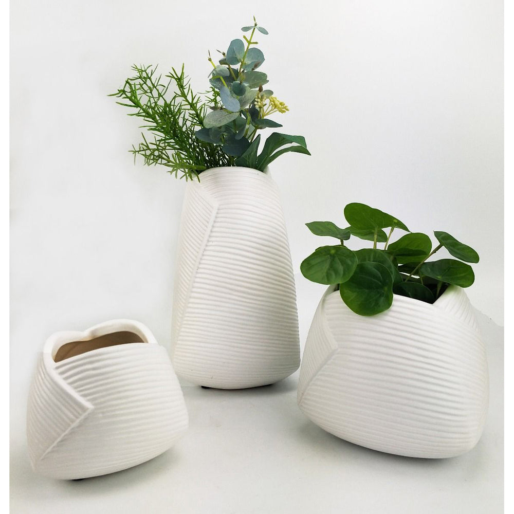 2x Urban Jocelyn 25.5cm Ceramic Plant/Flower Vase Display Pot - White