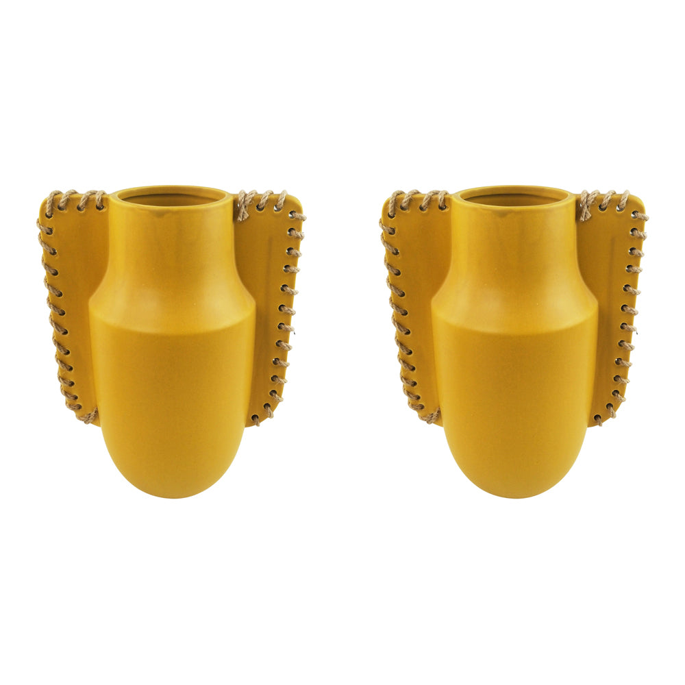 2x Urban Ainsley 31cm Ceramic Plant/Flower Vase Display Pot Large - Mustard