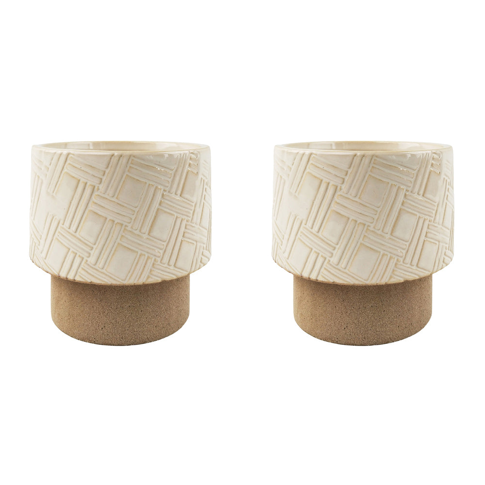 2x Urban Naveah 12.5cm Ceramic Pot Planter Small - White