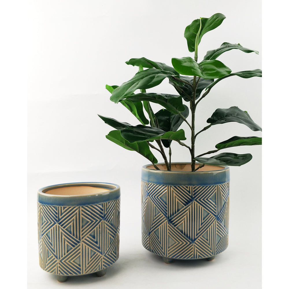 Urban Oakley 20cm Ceramic Planter Pot Large - Blue