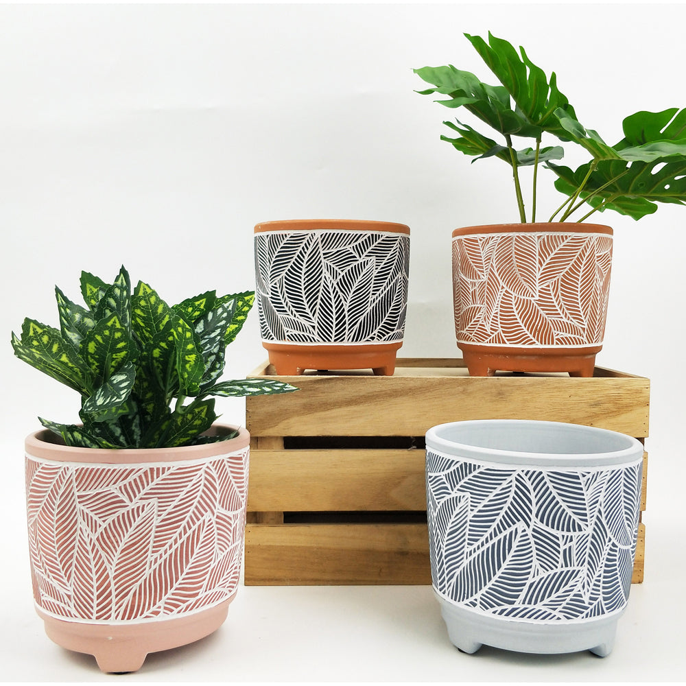 2x Urban Corby Leaf 13cm Ceramic Planter Flower Pot - Blue