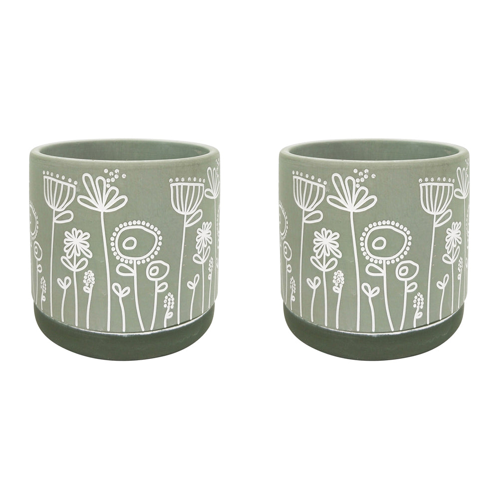 2x Urban Bree 11cm Ceramic Flower Pot Planter Small - Green