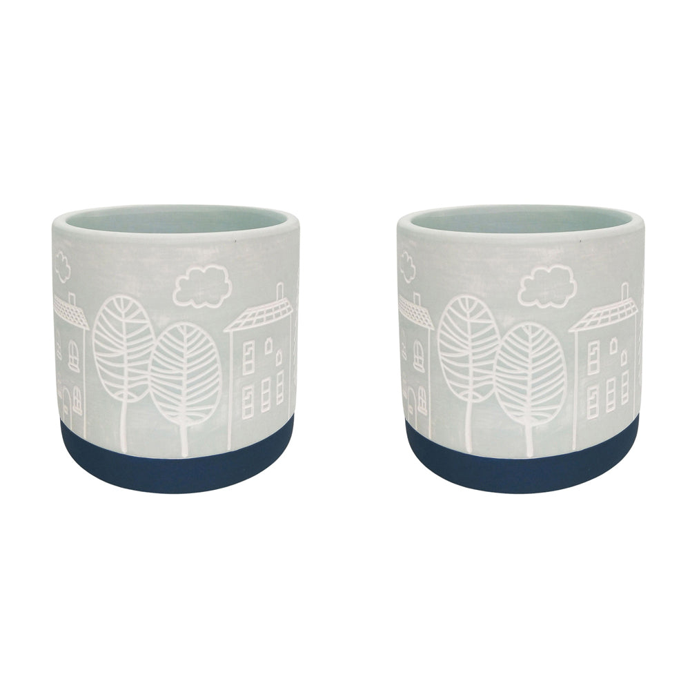 2x Urban Bree 14cm Ceramic Planter Flower Pot Medium - Blue