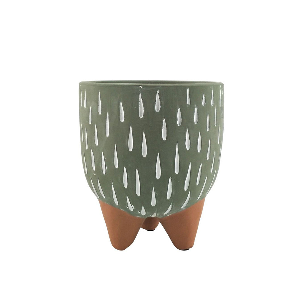 2x Urban Cassie 15.5cm Ceramic Planter Pot Medium w/ Legs - Green