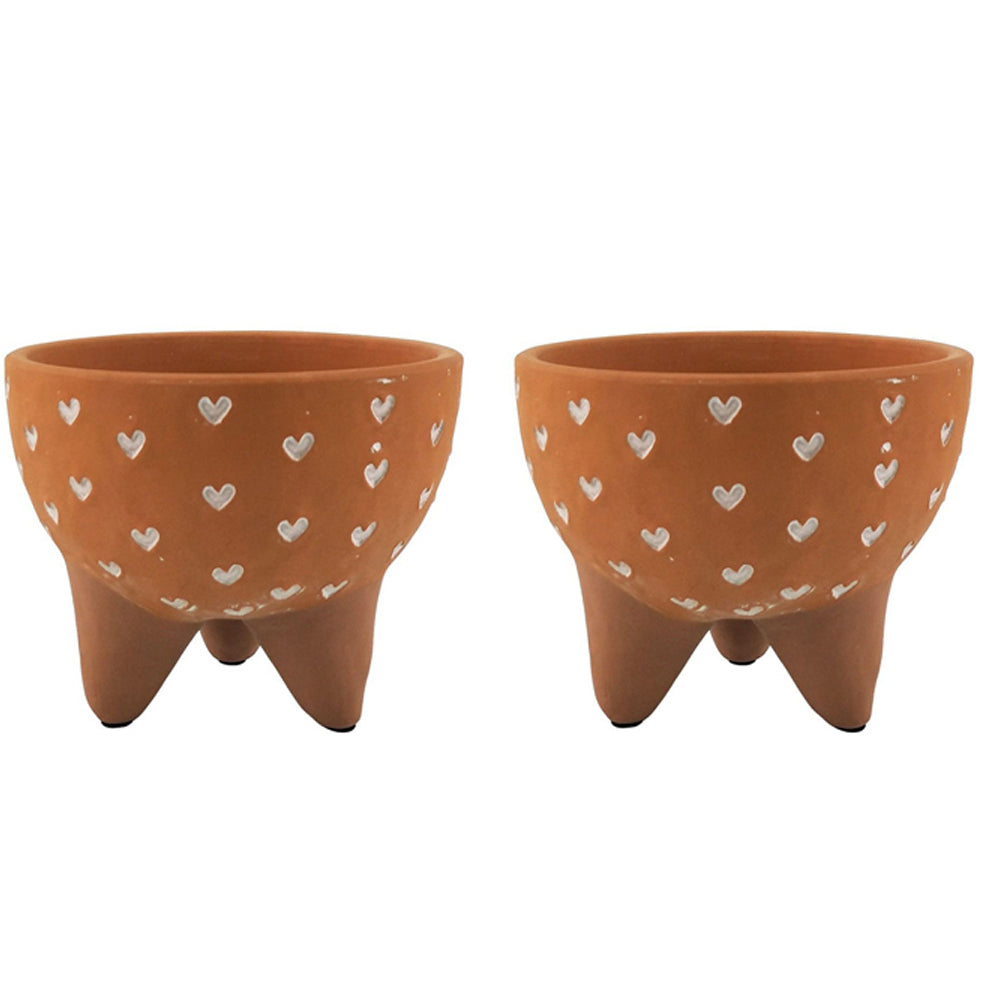 2x Urban Cassie 12cm Ceramic Planter Pot Short w/ Legs - Terracotta