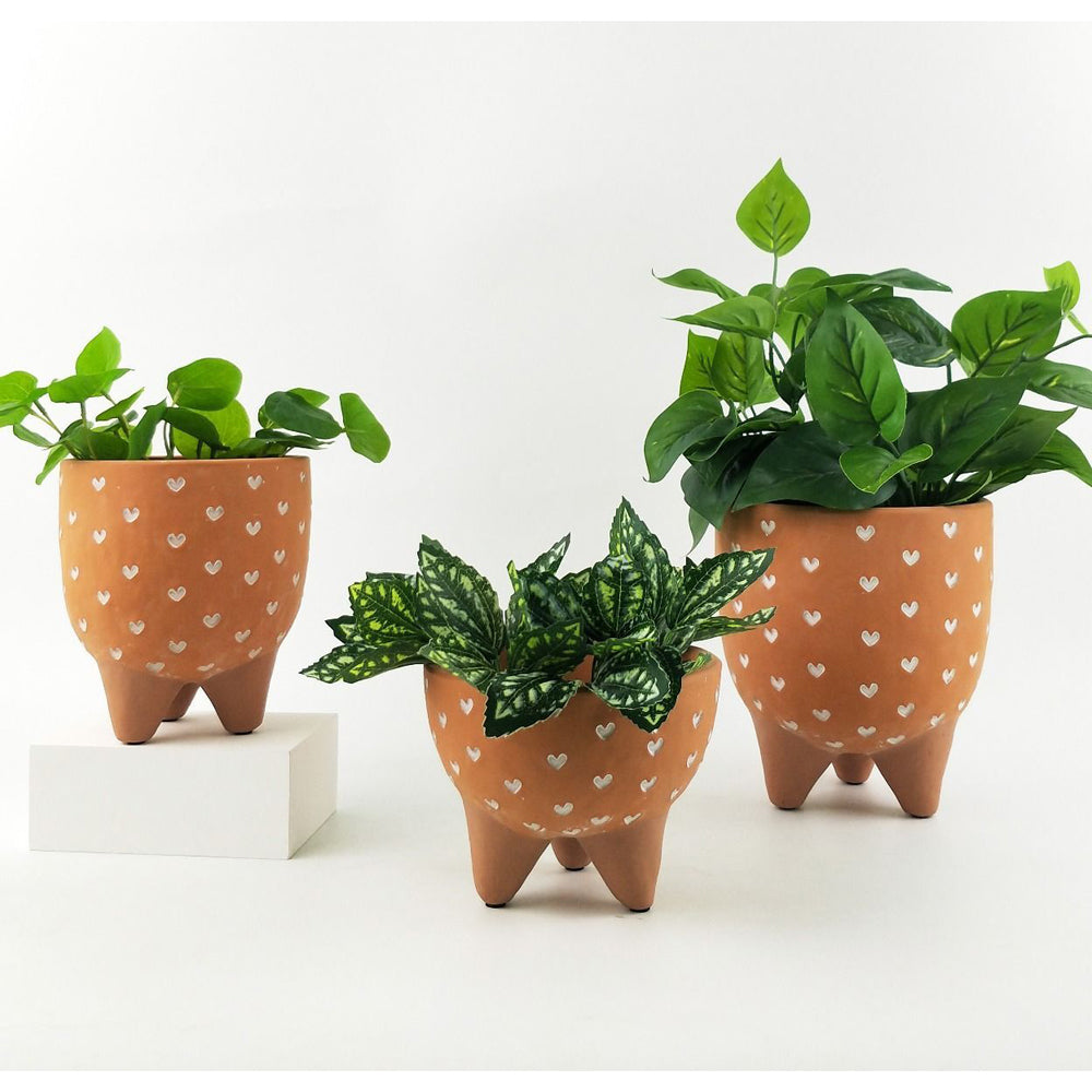 2x Urban Cassie 12cm Ceramic Planter Pot Short w/ Legs - Terracotta