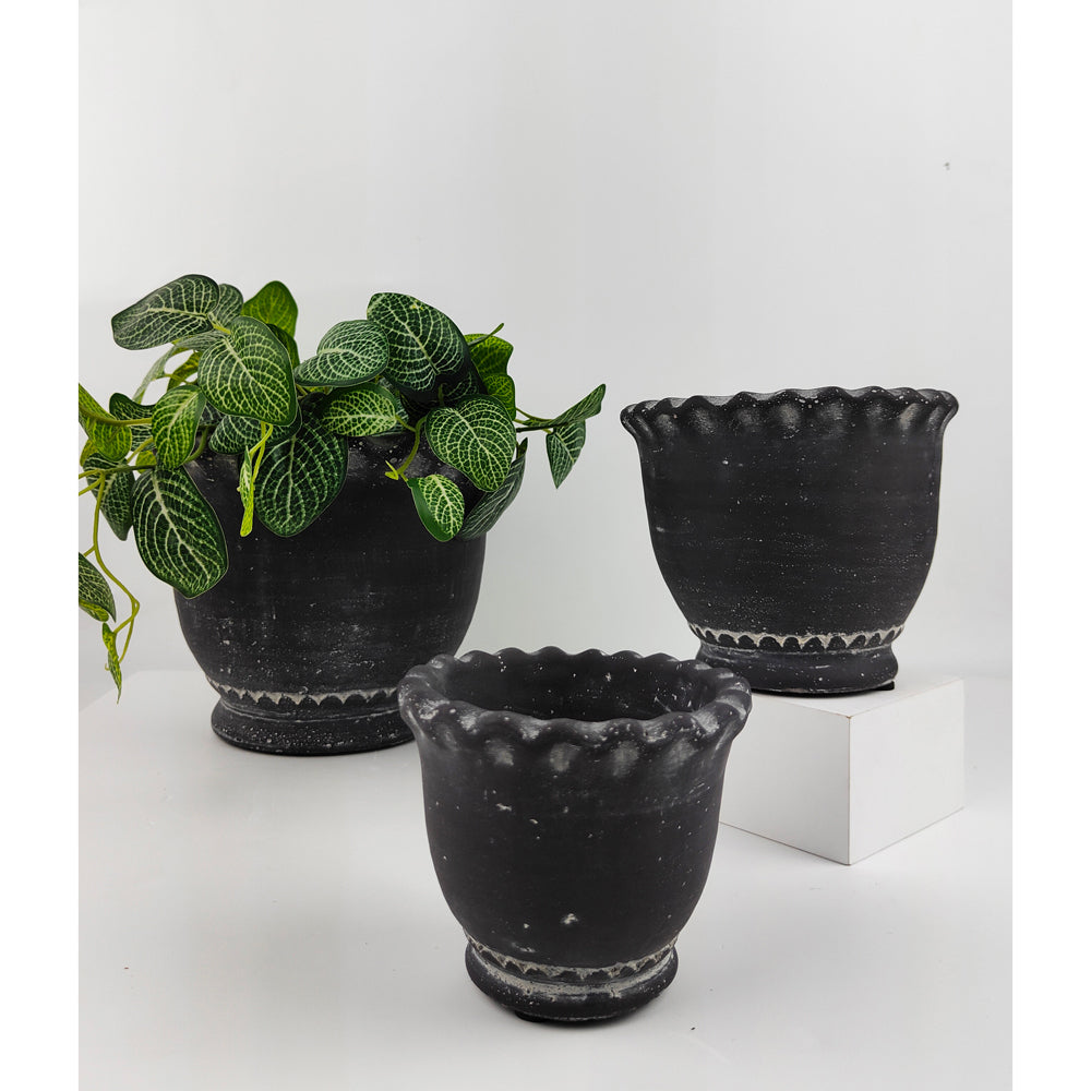 2x Urban Marie 13cm Ceramic Planter Pot Medium - Charcoal
