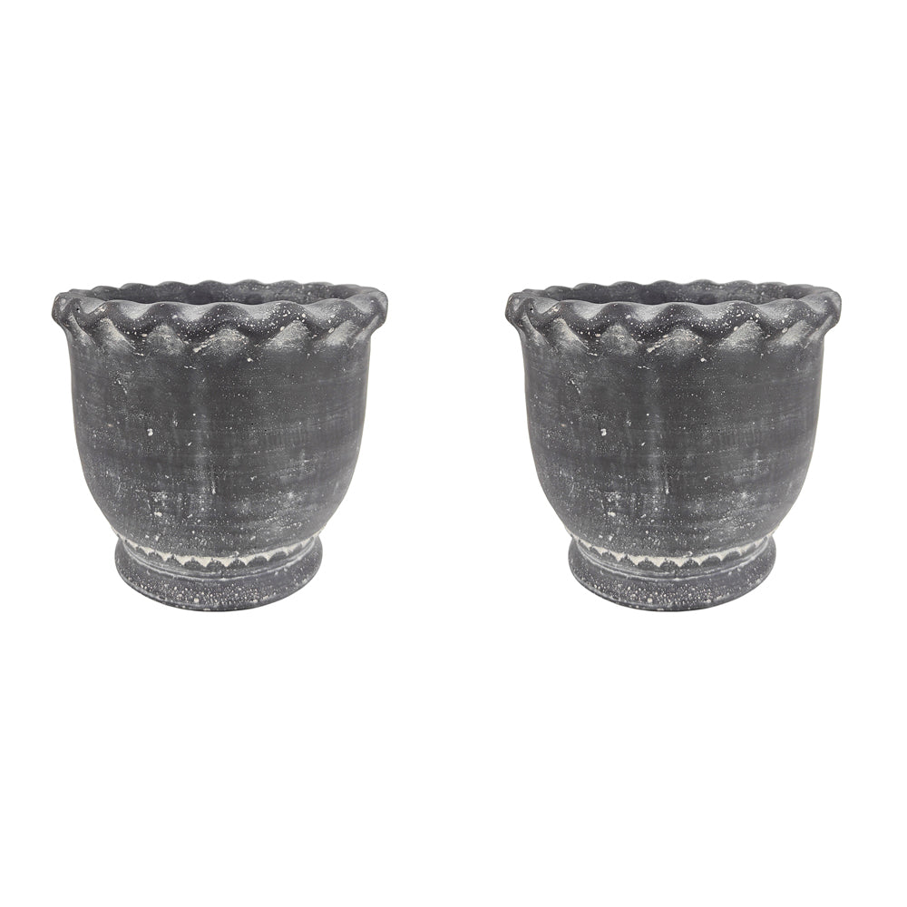 2x Urban Marie 17cm Ceramic Planter Pot Large - Charcoal
