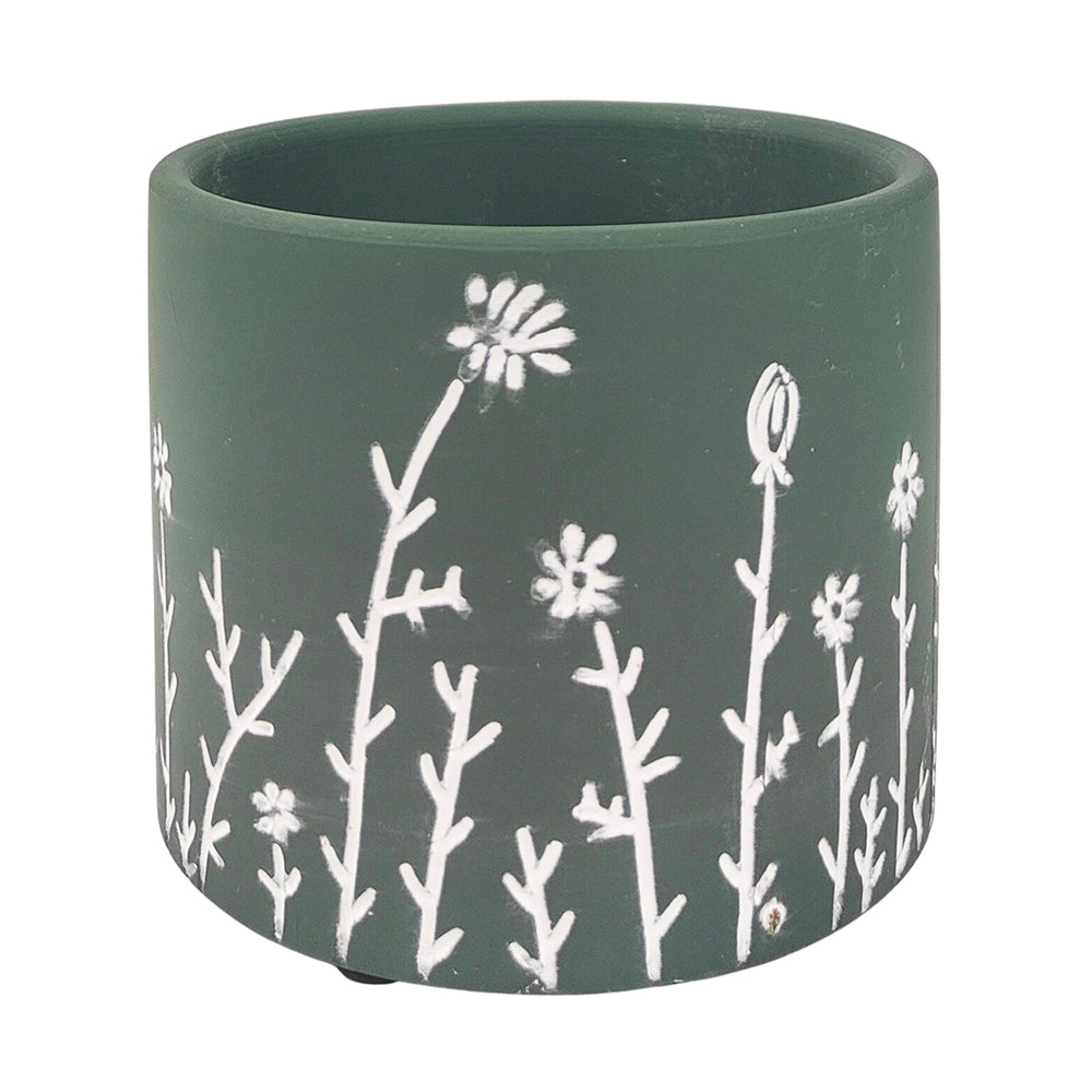 2x Urban Riya 10.5cm Ceramic Plant Pot Planter Small - Green