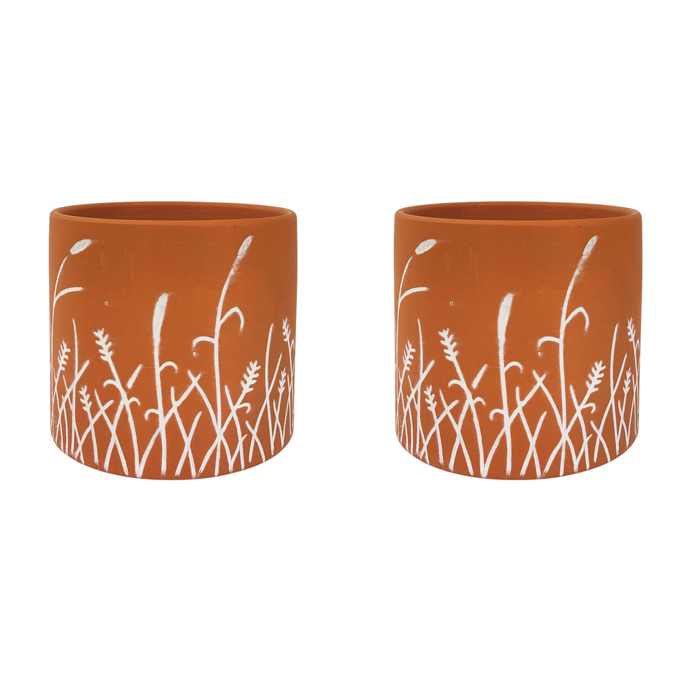 2x Urban Riya 12.5cm Ceramic Plant Pot Planter Medium - Terracotta