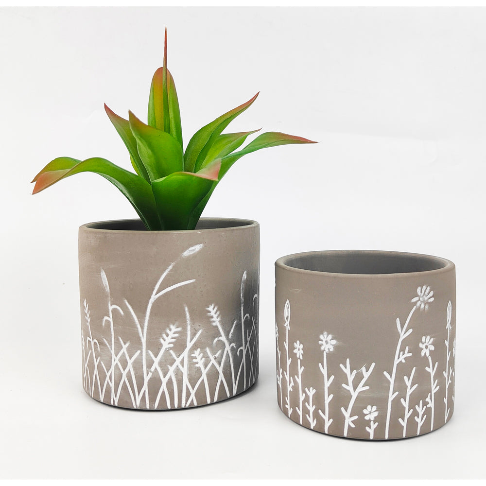 2x Urban Riya 12.5cm Ceramic Plant Pot Planter Medium - Grey