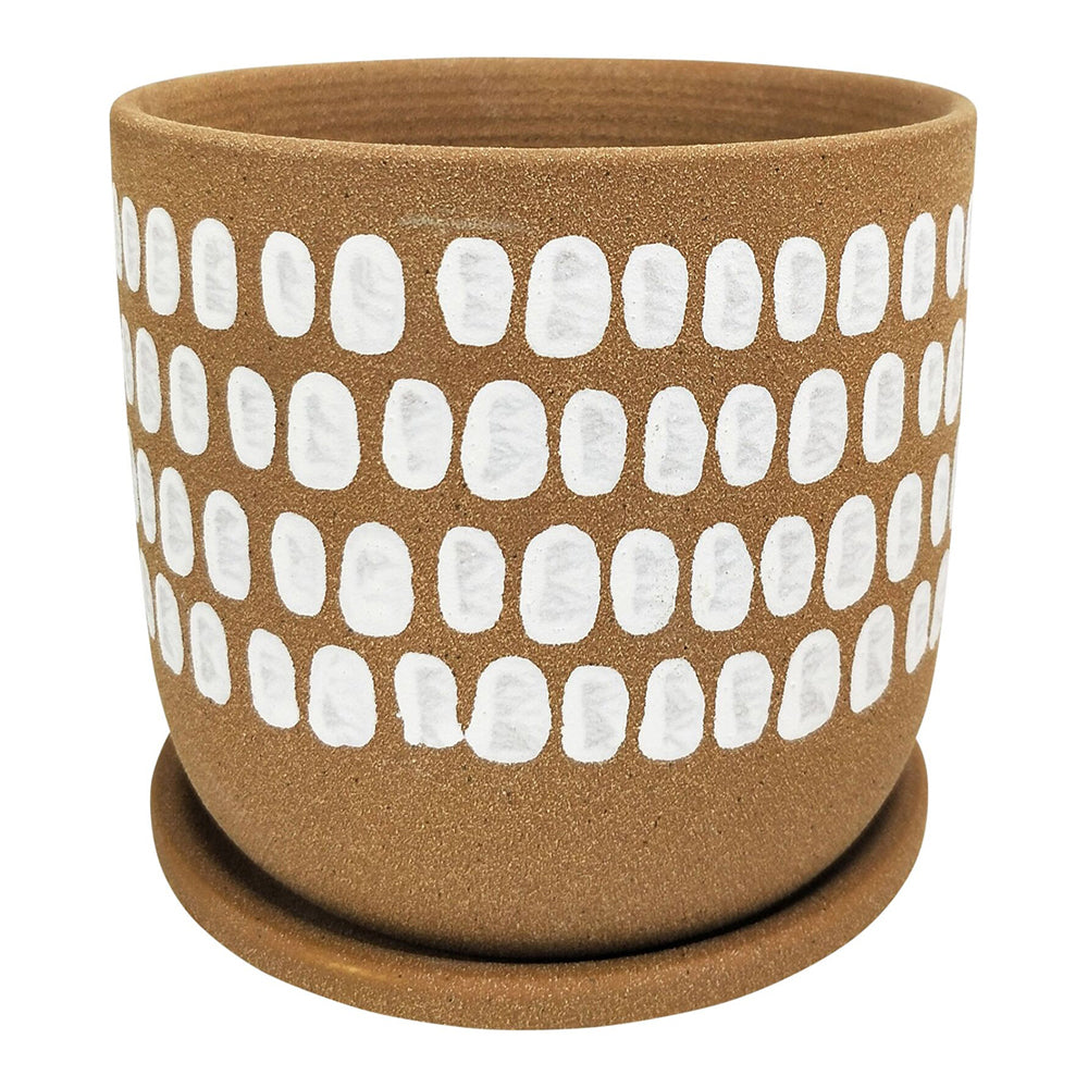 2x Urban Tessa 14.5cm Ceramic Dot Planter Pot w/ Saucer Medium - Mocha