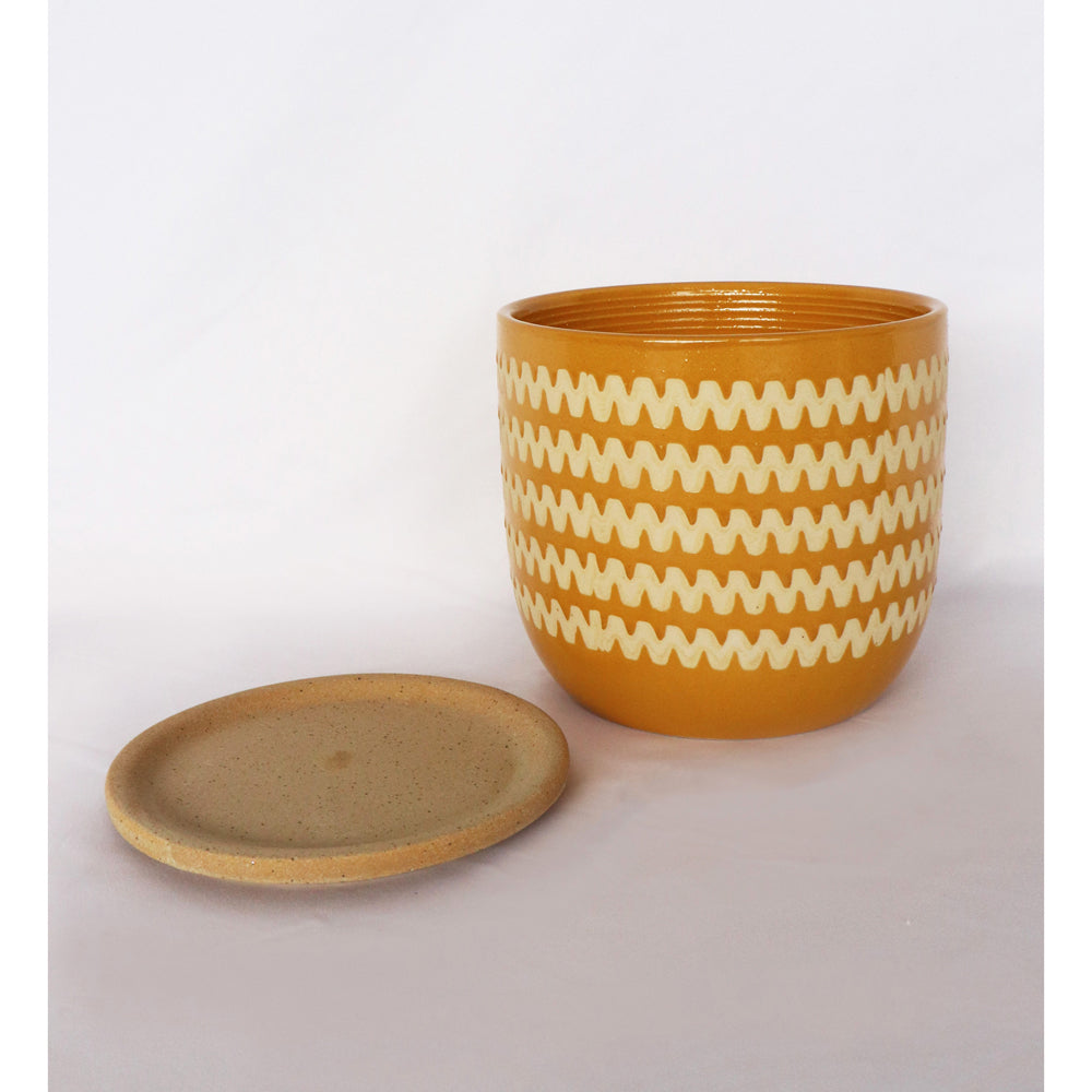 Urban Onyx 18cm Ceramic Planter Pot w/ Saucer Large - Mustard/Sand