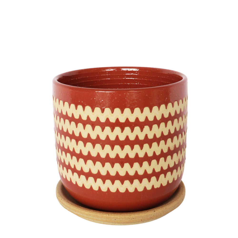 2x Urban Onyx 15cm Ceramic Planter Pot w/ Saucer Medium - Berry/Sand