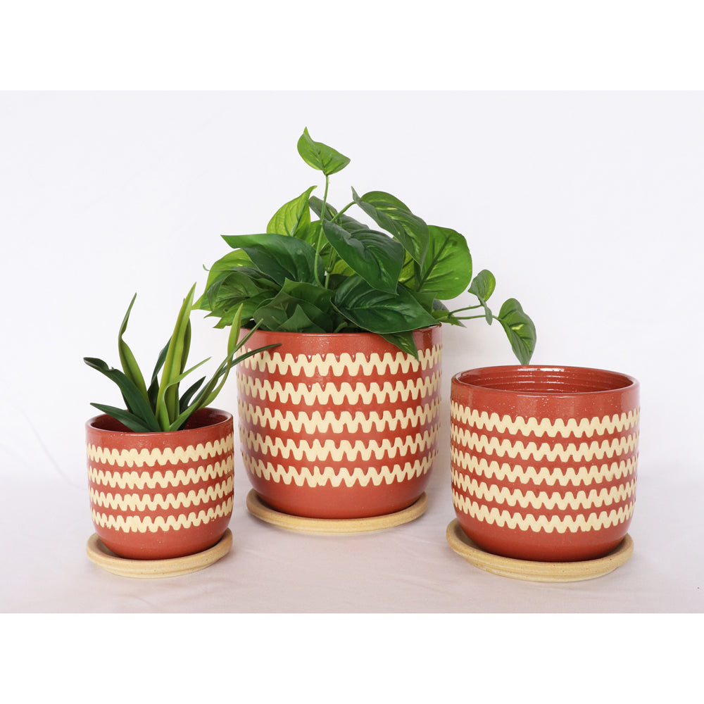 2x Urban Onyx 15cm Ceramic Planter Pot w/ Saucer Medium - Berry/Sand