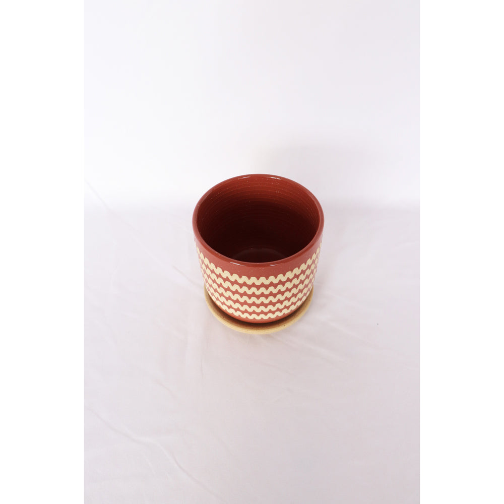 2x Urban Onyx 15cm Ceramic Planter Pot w/ Saucer Medium - Berry/Sand