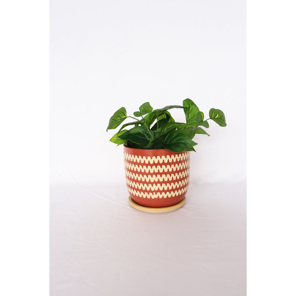 Urban Onyx 18cm Ceramic Planter Pot w/ Saucer Large - Berry/Sand