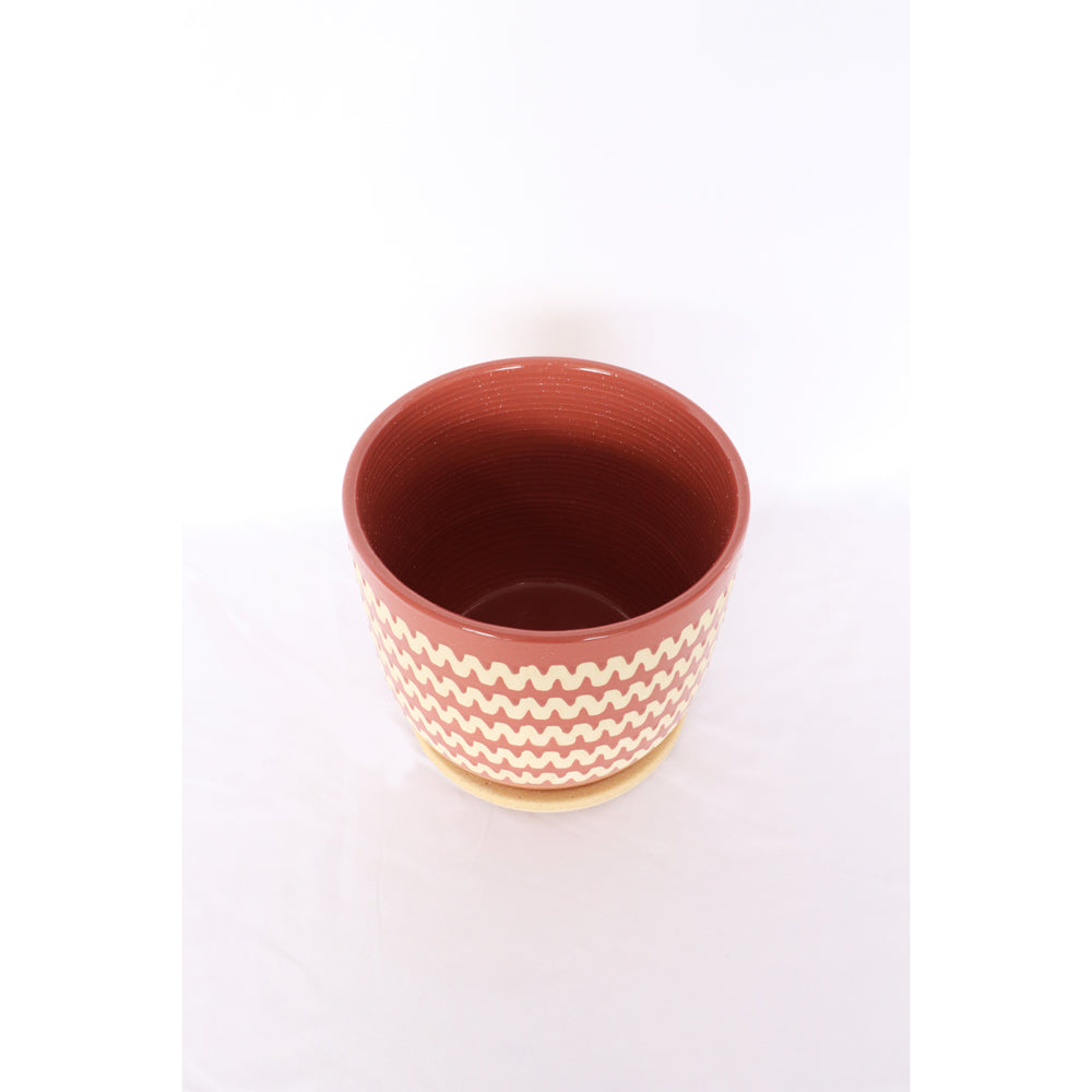 Urban Onyx 18cm Ceramic Planter Pot w/ Saucer Large - Berry/Sand